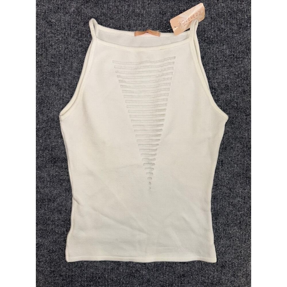 Forever 21 Tank Top Womens Size m Ivory White Knit Halter Sleeveless Top NWT